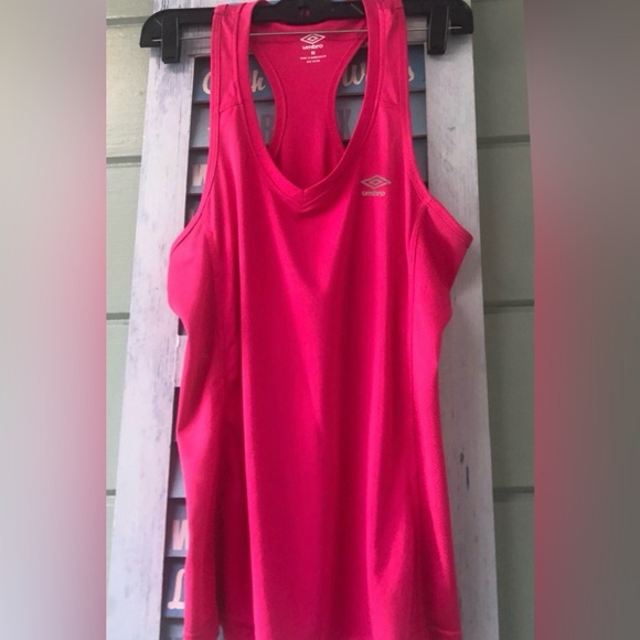 Bundle of 3 exercise racerback tank tops. Pink, purple, & racerback. All size M - Picture 13 of 14